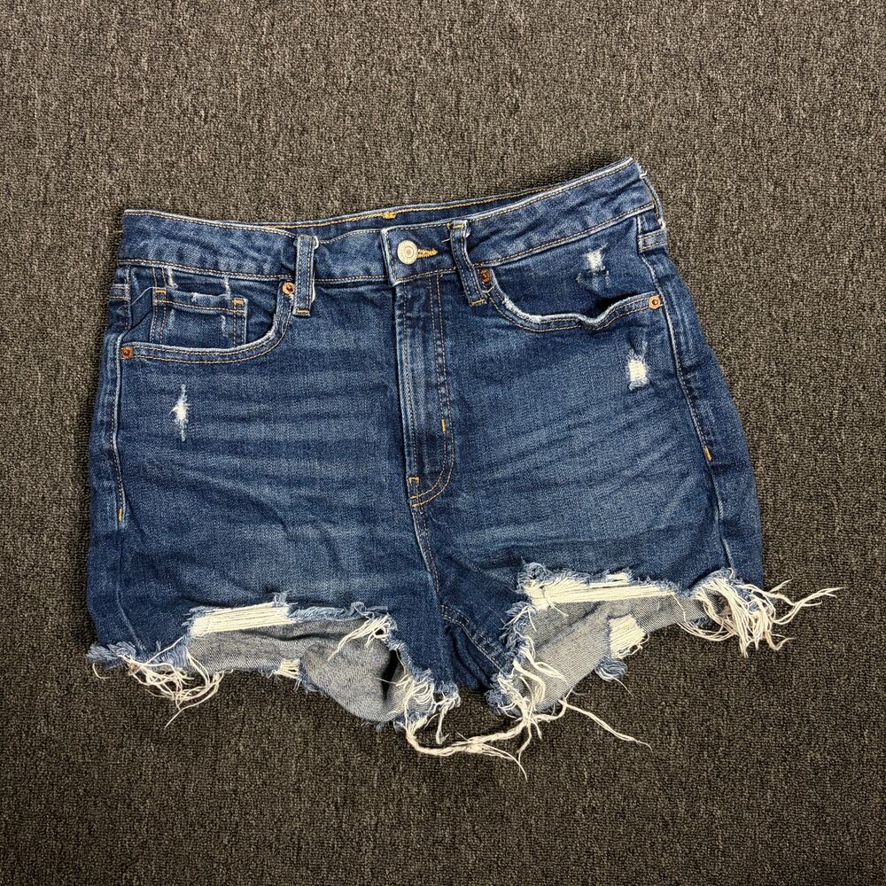 Vintage Y2k Medium Dark Wash Cut Off Women's Denim Jean Shorts Old Navy 8